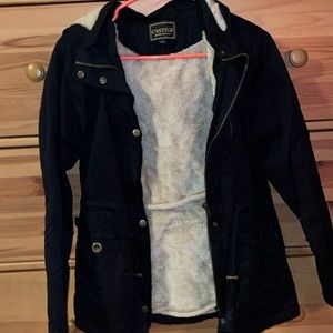 Black Faux Fur/Jean Jacket (S)